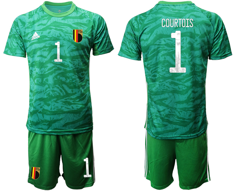 Men 2021 European Cup Belgium green goalkeeper #1 Soccer Jerseys1